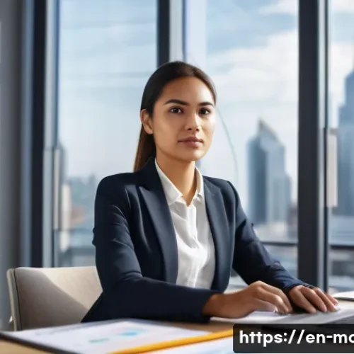 연봉협상 전략과 실전 팁 - A professional office scene showing a confident young businesswoman in smart casual attire, sitting ...