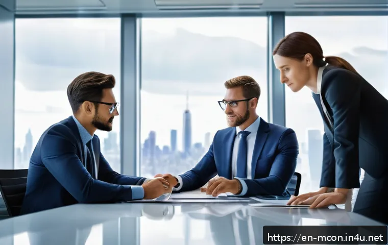 경영컨설팅 입문자를 위한 가이드 - A modern corporate office meeting room scene with diverse business consultants in professional attir...